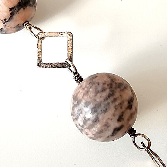 925 silver & Rhodonite bead necklace - Picture 2 of 11